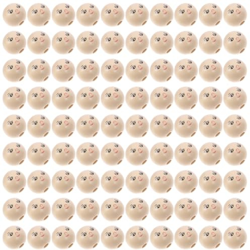 100stücke Runde Holzperlen Mit Lachendem Gesicht Diy Bastelperlen Aus Naturholz Für Kreatives Basteln Schmuckherstellung Und Zubehör