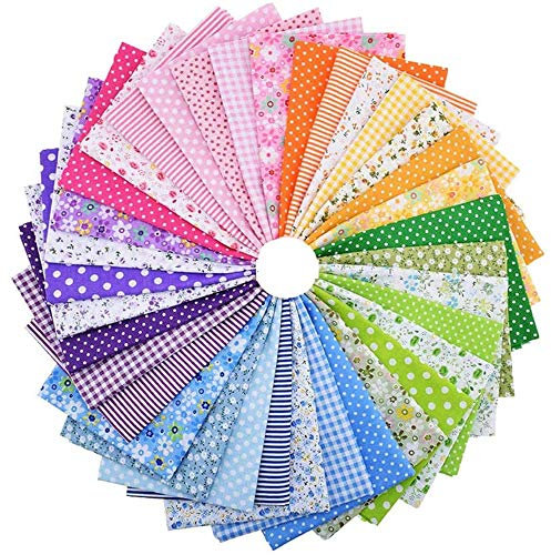 MOTTDAM 70 Stück Patchwork Stoff Paket, 25 cm x 25 cm Baumwolle Stoff Handwerk Bedruckte, Baumwollstoff Meterware für Kleidung,Bettwäsche,Vorhänge, Tischdecken, Handgefertigt Material DIY Dekor Usw