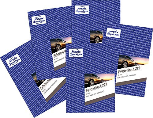 AVERY Zweckform 223 Fahrtenbuch für PKW (vom Finanzamt anerkannt, A5, auf 80 Seiten für insgesamt 858 Fahrten) 5 Stück