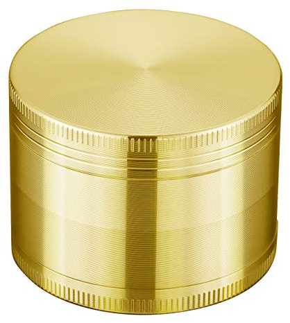 LIHAO Grinder Crusher 4-Teiliges Set Mühle Zinklegierung mit Pollen Scraper für Spice Kräuter Gewürze Herb (Mini 5 x 3,5 cm, Gold)