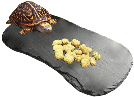 Tfwadmx Reptile Basking Platform,11''x5.5'' Tortoise Rock Plate Feeding Food Bowl Dish Feeding Slate Turtle Bathing Resting Platform for Lizard Gecko Bearded Dragon Chameleon Snake Frog