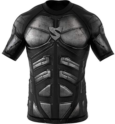 SMMASH Dark Knight Rashguard Niño Manga Corta, Camisetas para MMA, Artes Marciales, Deportivo Niño Camiseta, Krav Maga, BJJ, K1, Karate, Material Transpirable y Antibacteriano
