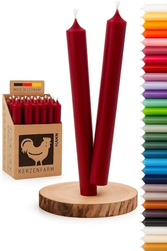 Stabkerzen 10 Stück Tafelkerzen durchgehend gefärbt Spitzkerzen für die Tisch-Deko zur Hochzeit Weihnachten & Party Farbe: Bordeaux-Rot Höhe:18cm