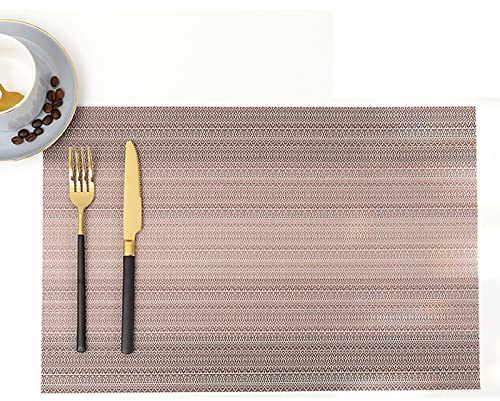 Tovagliette Americana Oro Rosa Tovagliette Colazione PVC Tovagliette Americana Plastica Lavabili Antiscivolo Sottopiatti Resistente Al Calore Sotto Piatti Da Tavola 30x45cm 6 Pcs