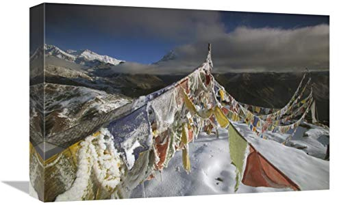 12 x 18 in. Iced Up Prayer Flags, Dzong Ri, Sikkim Himalaya, India Art Print - Colin Monteath