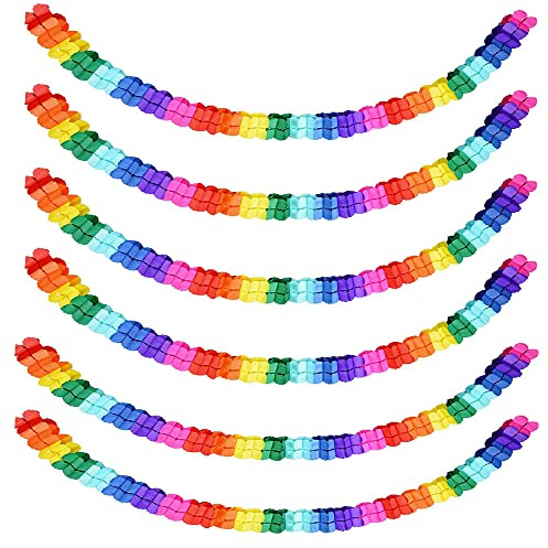 6 Stück Bunt Girlande Papier, Dekoration Papiergirlanden für Geburtstagsfeiern, Festivals und Hochzeiten, Vierblättriges Kleeblatt