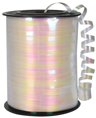 500 Yard White Curling Ribbon 5mm for Balloons,457m Crimped Balloon Ribbon Balloon String Party Shiny Holographic Ribbons for Gift Wrapping Crafting,Christmas Birthday Wedding Party Decorations