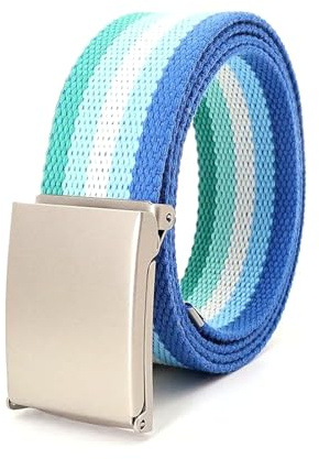 NEFLUM Bunte gewebte Gürtel für Herren und Damen, gestreift, farblich passende Gürtel, Regenbogen-Nylon-Canvas-Gürtel, 3,5cm breit