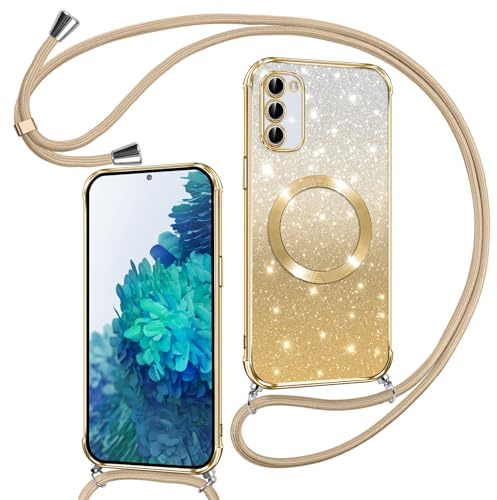 Phoona Hülle für Samsung Galaxy S20 FE mit Band, Gold