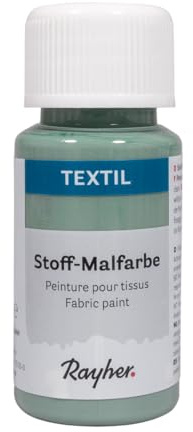 Rayher Textil Stoffmalfarbe, salbei, Flasche 50 ml, cremige, leuchtende Acrylfarbe speziell für helle Textilien, hochdeckend, waschbeständig ohne Thermofixierung, 35062450