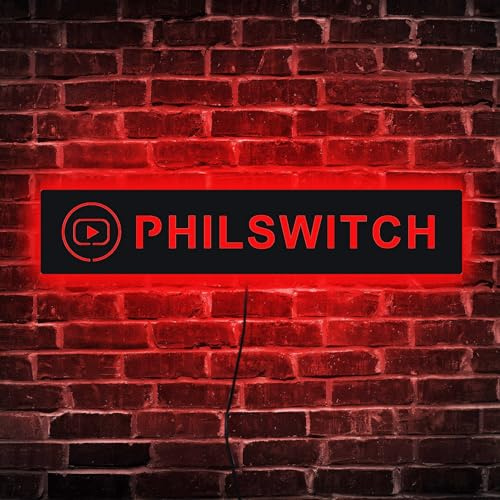 Señal LED personalizada con nombre de canal de YouTube, letrero LED gamertag, lámpara LED de decoración de emisora, pancarta de YouTube, botón de reproducción de YouTube, decoración de sala de juegos,