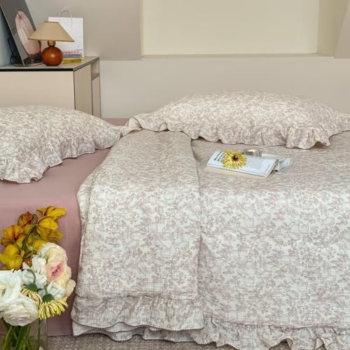 ISCBAFYX Sommersteppdecke aus Sojafaser, waschbarer Baumwollstoff, verblasst Nicht, tragbarer Steppdeckenkern – atmungsaktiv, Nicht stickig, doppellagig, Musselin-Bettdecke, Heimdekoration für