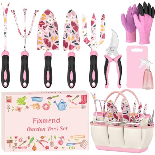 Fixmend Gardening Gifts for Women, 12 Pcs Garden Tools Set with Flower Print, Gardening Hand Tools Gift Kits for Birthday, Mother's Day, Christmas, Retirement, Valentine's Day