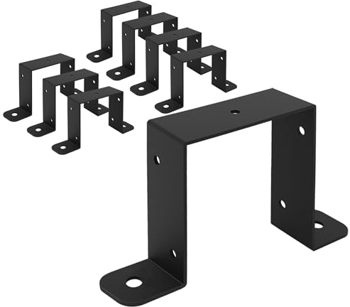 Wdwlbsm Lot de 8 colliers de serrage carrés, supports de fixation de poteau en forme de U pour poteau de 10 x 10 cm, attache de poteau de terrasse en bois pour balustrade de balcon, balustrade