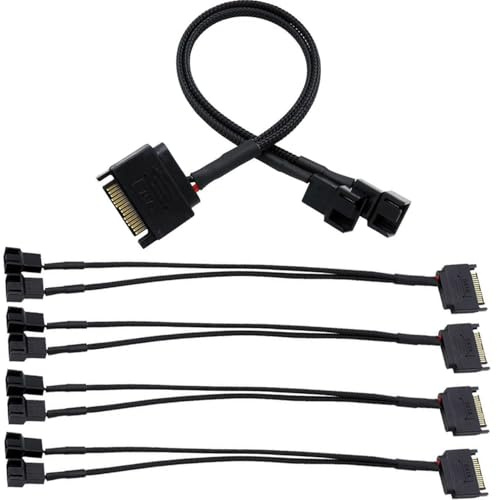 RUNCCI-YUN 5 Stück SATA, 15pin SATA 2x3pin/4pin 12V PWM Lüfter Verteiler, PC Lüfternetzteil Netzteil für Desktop-Gehäuse 12V