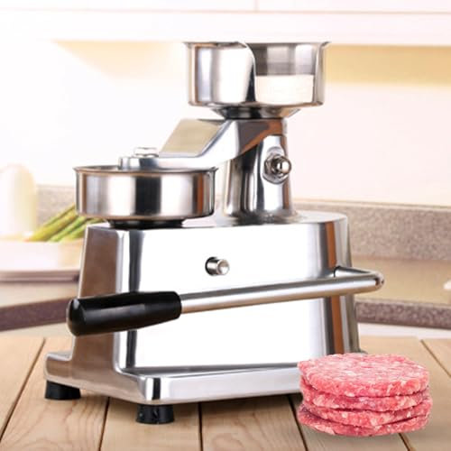 Naturalpowev Hamburger Press, Non-Stick Hamburger Patty Maker with Greaseproof Papers, Stainless Steel Burger Press Machine, Aluminum Burger Maker for Kitchen BBQ Grill,5(130mm)