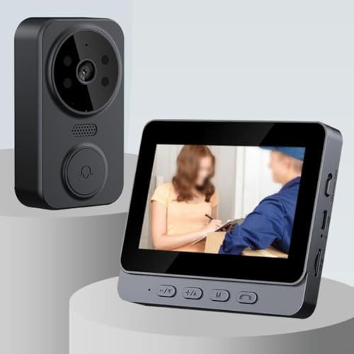 Sonnette vidéo de sécurité, caméra de sonnette vidéo WiFi, avec écran IPS de 10,9 cm, interphone vidéo bidirectionnel, caméra de sonnette sans fil