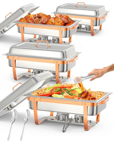 GarveeHome TOoEiKuLEckvcMS2ERYbwQt9G6H Chafing Dishes for Buffet, Stainless Steel, Rose Gold