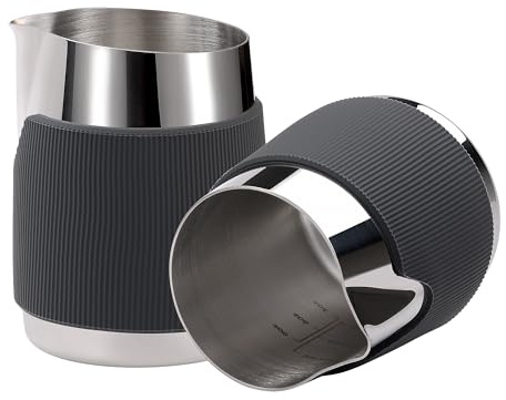 Normcore Handleless Milk Frothing Jug, Milk Pitcher 430.9 g, Milk Frother Steamer Cup Stainless Steel Espresso Cup, Round Spout, Silver, 450ml