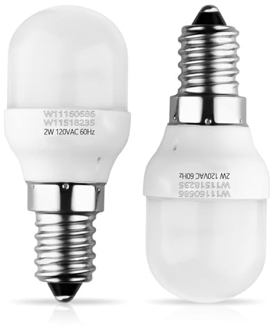Gfdoso 2 Pcs W11518235 Freezer Refrigerator Light Bulb - W11160686 Lamp Light Bulb Compatible with Kenmore Whirlpool Freezer Bulb 120V 2W Replaces W10473925 W10574850 PS16555179 W10865839