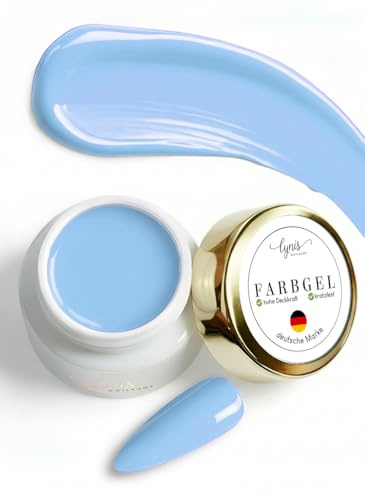 Farbgel für Gelnägel Pastell Blau 5ml, Fresh Sky, Helles Blau für frische Frühlingsdesigns & Sommernägel, UV & LED Lampe geeignet, Deutsche Marke, Lynis-Nailshop.de