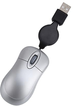HOMSFOU Souris Télescopique Filaire Ergonomique 3 Touches, Résolution Optique 1000dpi, Grip Confortable pour Usage Bureau et Ordinateur Portable | Argenté, Design Compact et Prise en Main Confortable, Molette 3 Voies, Usage Bureau et Maison