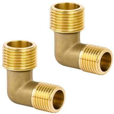 Conector de Tubo de Codo de Latón, 2 Piezas 3/8 Macho a 1/4 Macho Rosca Accesorios de Tubería de Codo de 90 Grados para Agua, Conexión, Conversión