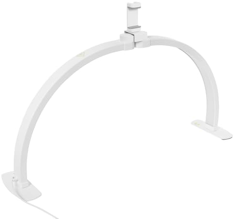 YOICUATGNA Halbmond Lampe mit Adapter & Tasche,3000-6000K Einstellbares Licht Nageltisch Lampe, 360° Verstellbar Kosmetiklampe, Mit 3 Helligkeitsmodi (Weiß)
