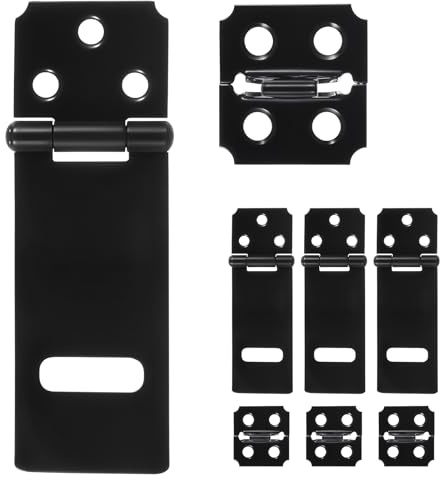 Lock Hasp Latch, 4 Pack Black Padlock Latch Hasp Lock Latches with Locks Latches Hardware Door Padlock for Bedroom Shed Cabinet Window Garden Yard Pet Cage