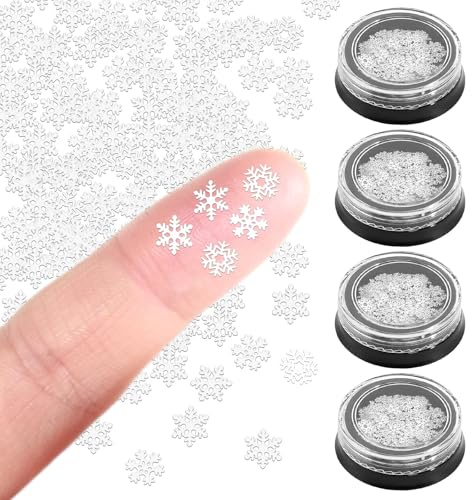 Mini Schneeflocken Deko, 360 Stück Weiße Glitzer Schneeflocken Sticker, Kleine Ornamente für Basteln Scrapbooking Weihnachtsdeko Winter Party