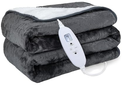 kinmaizi Manta térmica eléctrica actualizada 2025, manta eléctrica de franela suave, con 4 niveles de calor y 1-4 horas de apagado automático, protección contra sobrecalentamiento, lavable a máquina