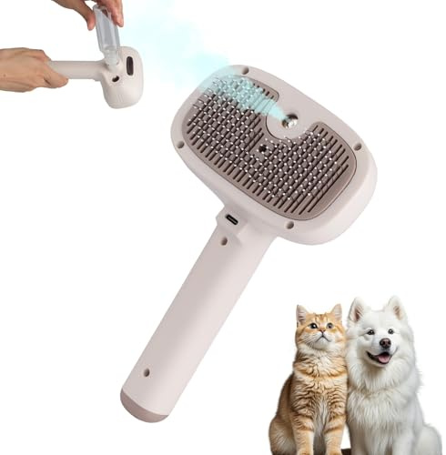 Fellbürste Hund Dampfbürste - Dampfbürste Hund, Hundehaarbürste für Kurzhaar, Unterfellbürste Hunde für Unterwolle, Katzenbürste, Hundebürste Fellbürste, Professionelle Tierhaarbürste mit Doppel