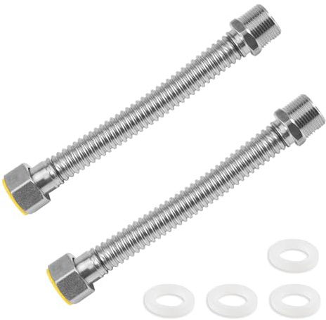 ASOFTY 2 Stück Edelstahl-Flexrohr 3/4 Zoll, 40cm Flexibles Wellrohr G3/4 DN20, Panzerschlauch, Universelles Anschlussrohr, Edelstahl Verbindungsrohr Wasserrohr für Badezimmer, Küche, Heizung