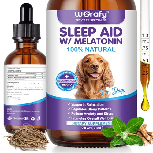 WELOSUER Melatonin for Dogs & Cats - All-in-One Calming Aid & Sleep Supplement for Anxiety from Fireworks, Travel & Separation, Promotes Deep Relaxation & Calm Behaviour for All Breeds & Sizes