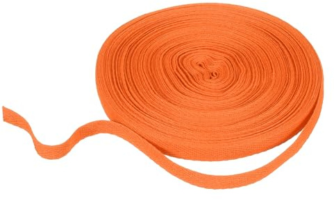 QUARKZMAN Nastro A Spina di Pesce in Cotone 10mm x 21 Metri Rotolo di Nastro A Tessitura Obliqua Nastro per Cucire Fai da Te Regalo Imballaggio Arancione