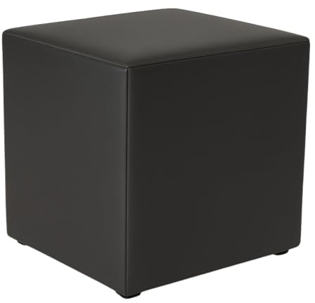 Extrasen Hocker Wohnzimmer Sitzhocker - Quadratisch 40 x 40 cm - Sofahocker - Öko-Leder - Schwarz