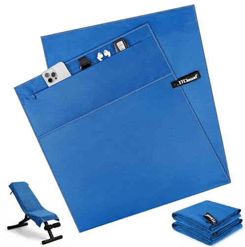 ITClosud Set de 2 Toallas Microfibra Gimnasio, Toalla Deporte Ligera, Absorbente y de Secado Rápido 120x50cm, Toalla de Fitness con Bolsillo con Cremallera para Fitness y Entrenamiento (Azul)