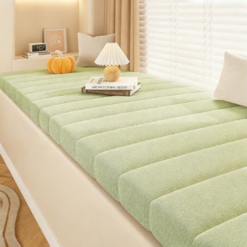 XZQYYY Bankauflage 140x50cm, 6cm Dick, Abnehmbares Bankkissen, Matchagrün | Rutschfeste Unterseite, Waschbares Sitzkissen Bank, Gartenbank Auflage, für Erkerfenster, Sofa, Innen- und Außenmöbel