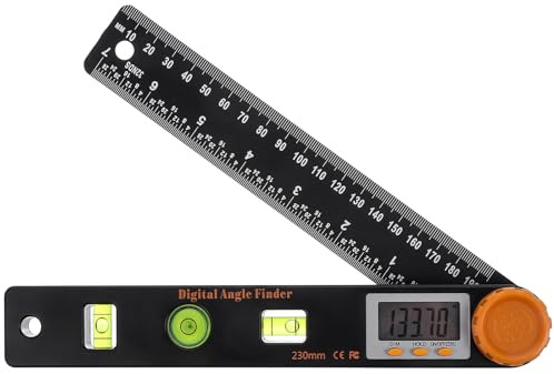 VILLFUL Goniometro Digitale Elettronico Portatile 4in1 Righello di Livello Trasparente Misuratore Angolare Preciso per Lavorazione del Legno e Uso Industriale