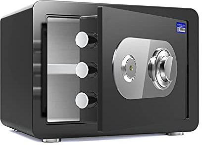 Caja Fuerte de Seguridad contra el Agua, Caja Fuerte Digital con contraseña, Caja Fuerte contra Incendios y antirrobo, Caja de Almacenamiento de Acero pequeña para el hogar, Negro-A