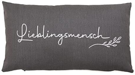 Bada Bing Deko Kissen Lieblingsmensch in grau - Design mit Spruch - hochwertiges Wendekissen mit Bezug aus Baumwolle Reißverschluss - Sofakissen Kuschelkissen 30 x 50 cm mit Füllung Geschenk