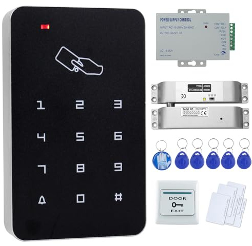 OBO HANDS Tastierino per controllo accessi alla porta RFID+NC elettrico Drop Bolt Lock+Alimentatore+Pulsante di uscita+10pcs Fobs/Cards