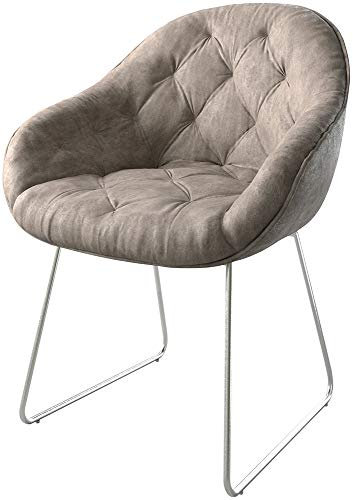 Polsterstuhl Gaio-Flex Kufengestell Edelstahl Mikrofaser Taupe Vintage