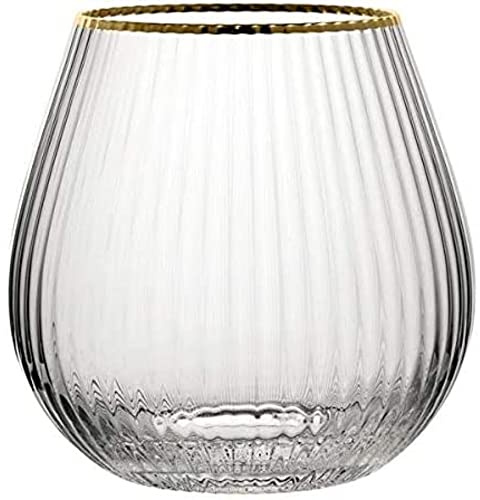 Utopia, Hayworth Stemless Gin Glasses Gold Rim 22oz / 650ml, Pack of 6 | Dishwasher-safe glassware with thin stems and laser-cut rims provides a refined drinking experience in busy commercial bars.
