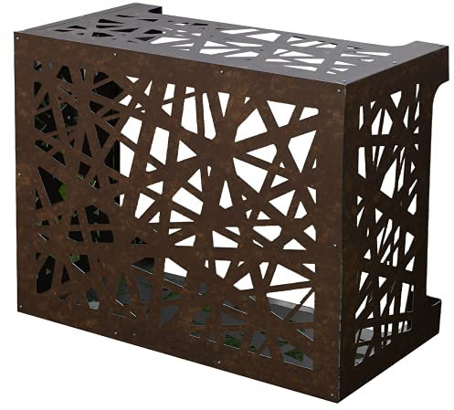 DIVINA HOME Copricondizionatore copertura per climatizzatore ARTIST Bronzo marrone Corten in alluminio L86 x P44 x H68 cm
