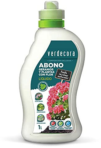 Abono liquido Plantas con flor y Geranios 1L Verdecora (PORTES INCLUIDOS)