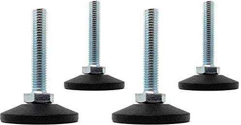 Design61 Lot de 4 vis de réglage Ø 38 mm avec vis de réglage galvanisée M10 x 60 mm.