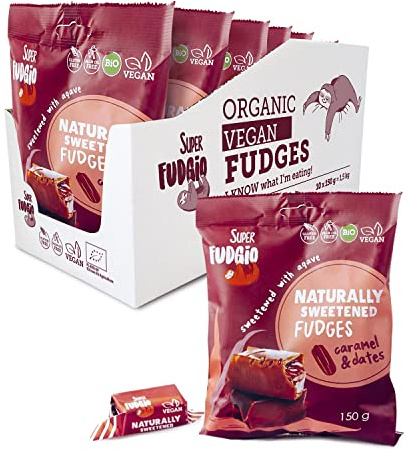 SUPER FUDGiO BIO Bonbons - Karamell und Limette - Vegan und Glutenfrei - Organic Karamellbonbons ohne Palmöl - mit Bio Kokosmilch und Kokosnusszucker | 10 er Pack