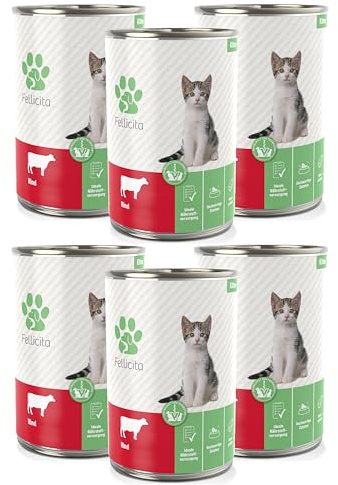 Fellicita Premium Nassfutter für Kitten, Rind pur, 6er Pack, 6 x 400g, Monoprotein, hochwertiges Katzennassfutter, getreidefrei, leckere Pastete, Alleinfuttermittel