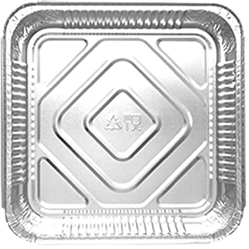 M1SS (Pack of 100- Large Aluminium Foil Trays 9 X 9 X 2 Inches Food Large Container with Lids Square Tin Recyclable Aluminium Disposable Pan Catering for Grilling Bake Roast Oven Safe Home Restaurant